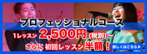 絶対プロになる！　プロで活躍する！ 自分にしかない声・歌の個性を引き出し、輝かせるために… パワフルヴォイス・メソッドで発声・歌唱力のバージョンアップトレーニング！ 大勢の人の中でも目立つ声や歌のオリジナリティを磨き上げます！ このような希望や悩みのある方にオススメのコースです。 群を抜く歌唱力がほしい 人とは違う個性を手に入れたい オーディションやライブで目立ちたい プロとして実力を高めたい プロ志望として専門のトレーニングを受けたい 自信の無いスキルやテクニックを徹底的に鍛えたい